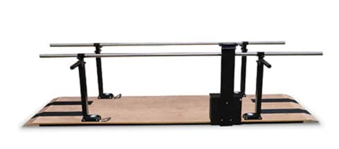 Hausmann 1396 Parallel Bars, 10' Platform And Power Height Adjustment
Weight Capacity: 400 lbs.
Motorized height adjustment from 29” to 44” high.
(4) Direct-drive synchronized lifting columns.
Control panel located near entry end of bars.
Push button controls and digital bar height readout.
1 ½” dia. Stainless Steel handrails.
Manual Width adjusts from 15” to 28” wide with control knobs.
Width between uprights is 26 ½”.
10’ Satin-finish hardwood platform
Tapered ends with anti-slip tread for easy wheelchair access.
Control box is double insulated for safety and equipped with 2-prong plug and cord. 110V, 60Hz, 2.5 Amps.