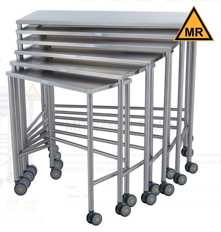 Blickman Industries Nested Instrument Table 40"W x 38"H x 20"D On Casters MRI Safe