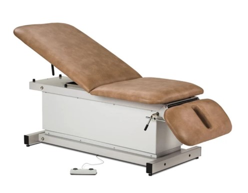 Clinton Industries 400# series shrouded base power table with adj back and drop section