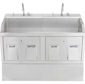 Blickman Industries Lodi Scrub Sink (2) Place Pedestal Mounted with Knee Action Control