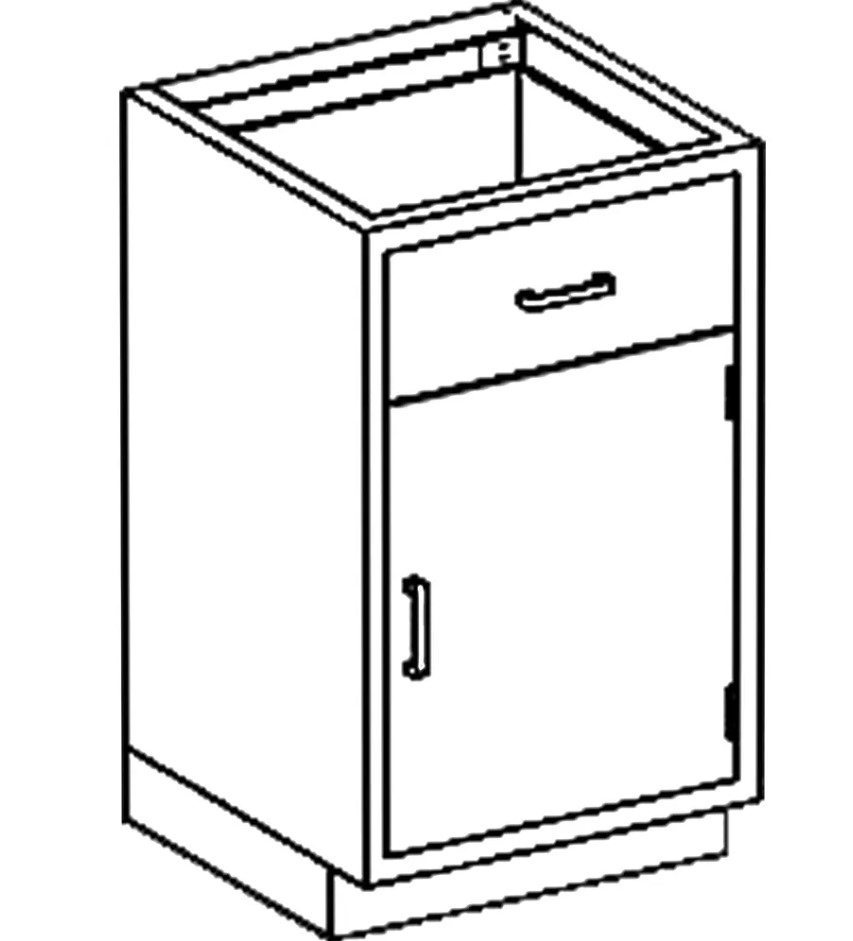 Blickman Industries Base Cabinet 24 1/8"W x 35 3/4"H x 22"D w/(1) S/S Adj Shelf w/(1) Drawer Over (1) Right Hinge Door