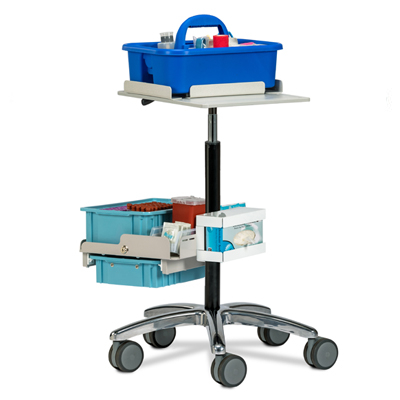 Clinton Store & Go Phlebotomy Cart, Pneumatic with Locking Bin