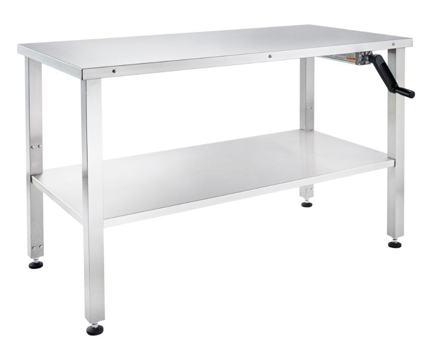 Blickman Industries Hydraulic Instrument Table 60"W x (30 - 42)"H x 30"D On 3" Casters (4) w/Brake w/Shelf Manual Crank