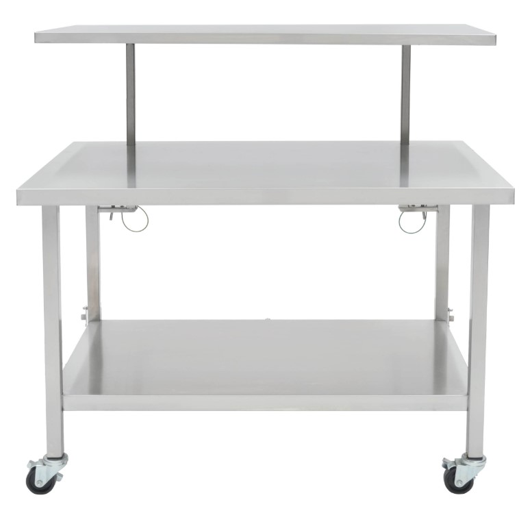 Blickman Industries Back Table 72"L x 30"D x 34"H Assembly with Adjustment (3in) Overshelf 3" Caster, overall Adj Height 46"-49"