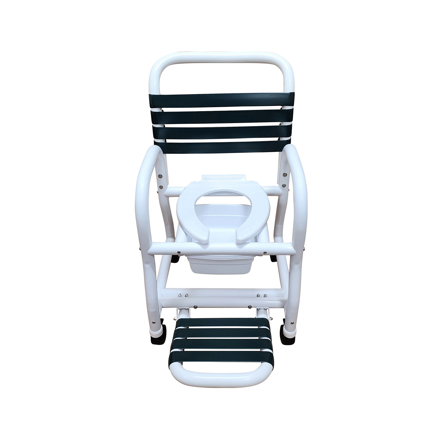Mor Medical New Era Shower Commode Chair, Hard Seat, Footrest, Green