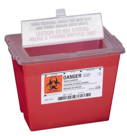 Bemis Health Care 2 Gallon Sharps Container Translucent Red 30EA/CS