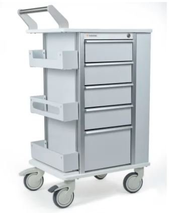 Marketlab Insight® Ergo Phlebotomy Cart, 5" tracking caster, 5 drawers - two built-in glove-box holders