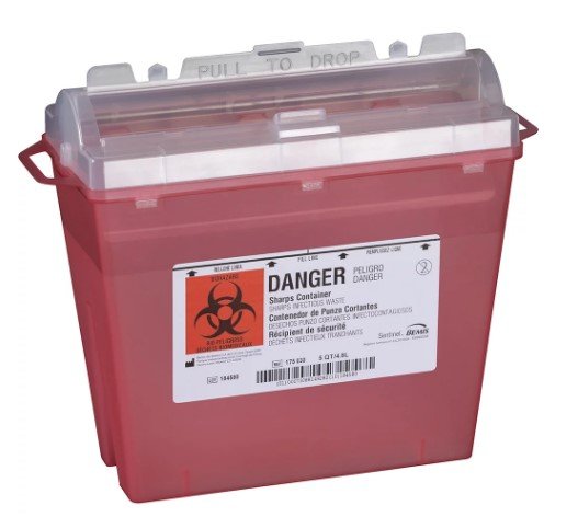 Bemis Health Care 5 Quart Sharps Container Translucent Red 32EA/CS