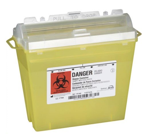 Bemis Health Care 5 Quart Sharps Container Translucent Yellow