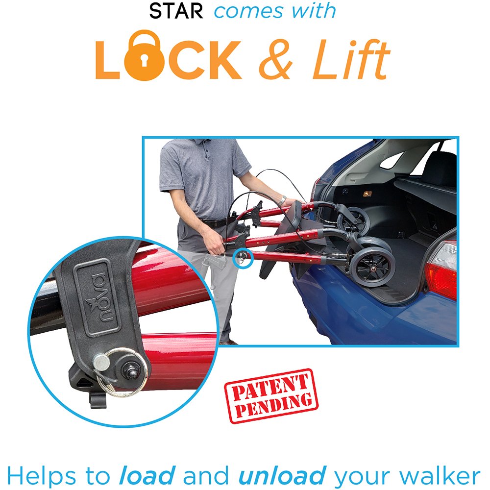 Nova Medical Products STAR 8 DLX HD ROLLATOR BLUE - 450Lb Weight Capacity