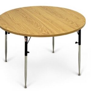 48"Round, Table w/ Adj.Legs, Natural Oak