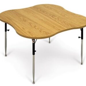 4-Cutout Table w/ Adj. Legs, Natural Oak