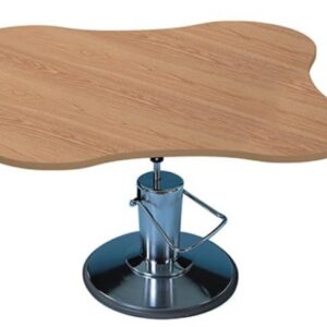 Table,4-Cutout,Hydraulic Lift, Natural Oak