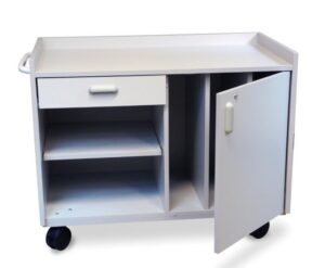 Hausmann Splinting Cart with locking cabinet, drawer, shelves