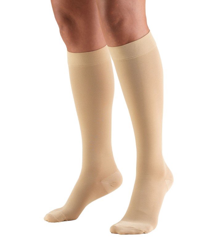 Truform BELOW KNEE 30-40 mmHg Closed Toe Compression Sock - BEIGE L (Pair)