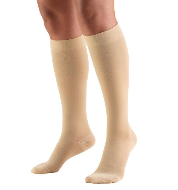 Truform BELOW KNEE 20-30 mmHg Closed Toe Compression Sock - BEIGE L (Pair)