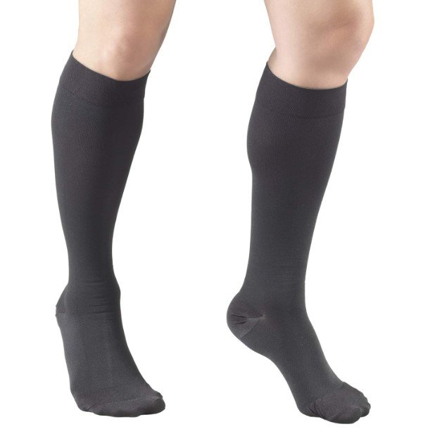 Truform BELOW KNEE 20-30 mmHg Closed Toe Compression Sock - CHARCOAL 2L