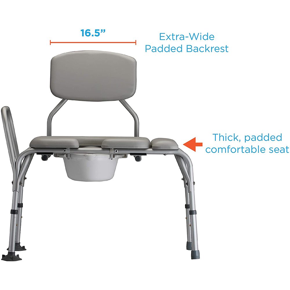 Nova Medical Products TRANSFER BENCH COMMODE PADDED 300 LB. CAPACITY