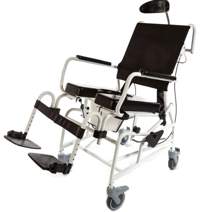 285 Rehab Shower/Commode Chair-Tilt - 20"Wx18"D Stainless Steel Frame