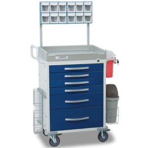 Detecto RC333369BLU Rescue Anesthesiology Cart, White frame, Included Accessories: IV pole