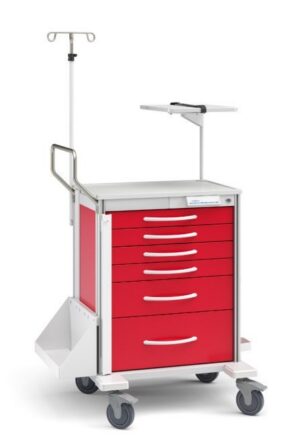 Innerspace Healthcare Pace 21 Cart, Red, 2-3", 1-6", 1-9" drawer, 33"H