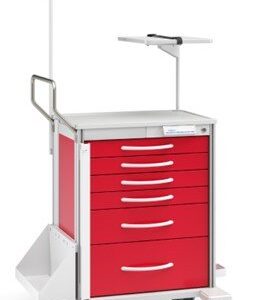 Innerspace Healthcare Pace 24 Cart, Red, 3-3", 1-6", 1-9" drawer, 36"H