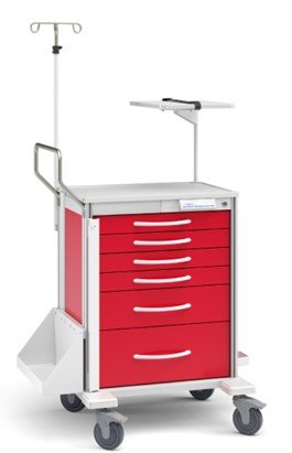 Innerspace Healthcare Pace 24 Cart, Red, 3-3", 1-6", 1-9" drawer, 36"H