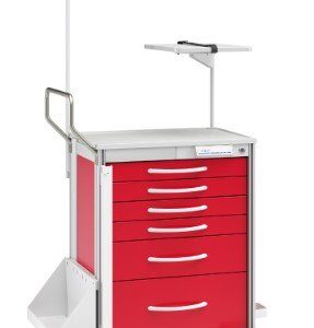 Innerspace Healthcare Pace 27 Cart, Red, 4-3", 1-6", 1-9" drws,39.25"H