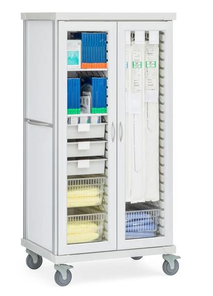 Innerspace Healthcare Roam 2 Compartment Supply Cart Aluminum-Glass Doors, Endovascular Cart